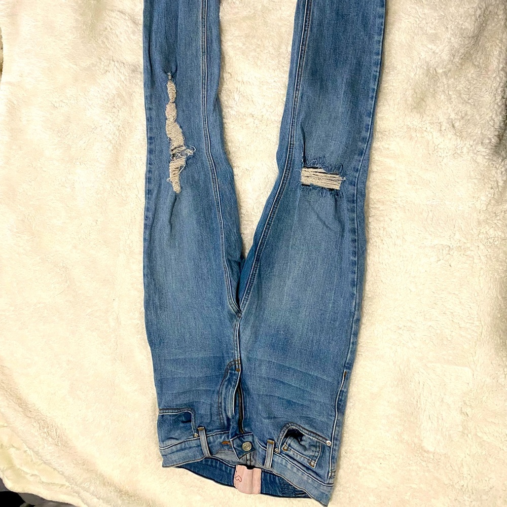 REVICE denim straight leg split hem faded jeans size 27